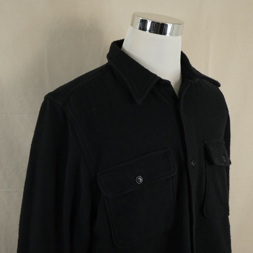 Madewell Large Easy Fit Shirt Jacket Black Cotton Blend Italian Fabric Mens